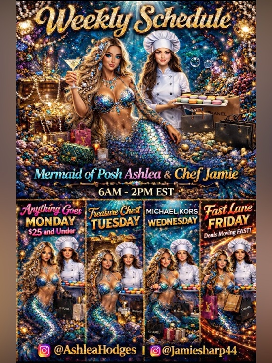 LIGHTS CAMERAS & ACTION Other - (2) ASHLEAS & CHEF JAMIE LIVE SHOW FLYER 🧜🏼‍♀️👩‍🍳